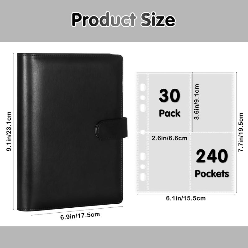 WITHYU A5 Kpop Photocard Binder with 30 Pack 4-Pocket Card Pages, 6 Ring A5 Binder Card Collector Album with 240 Card Slots,PU Leather Binder Cover with Magnetic Buckle Closure for Organizing Trading Card - Image 5
